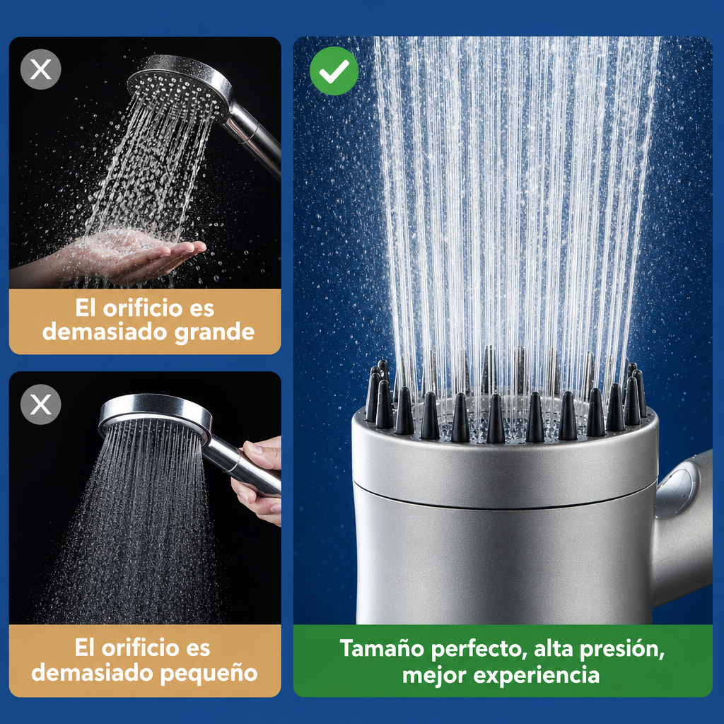 Regadera de Ducha Hidromasaje 3 en 1 — Filtro Purificador y Ahorro de Agua