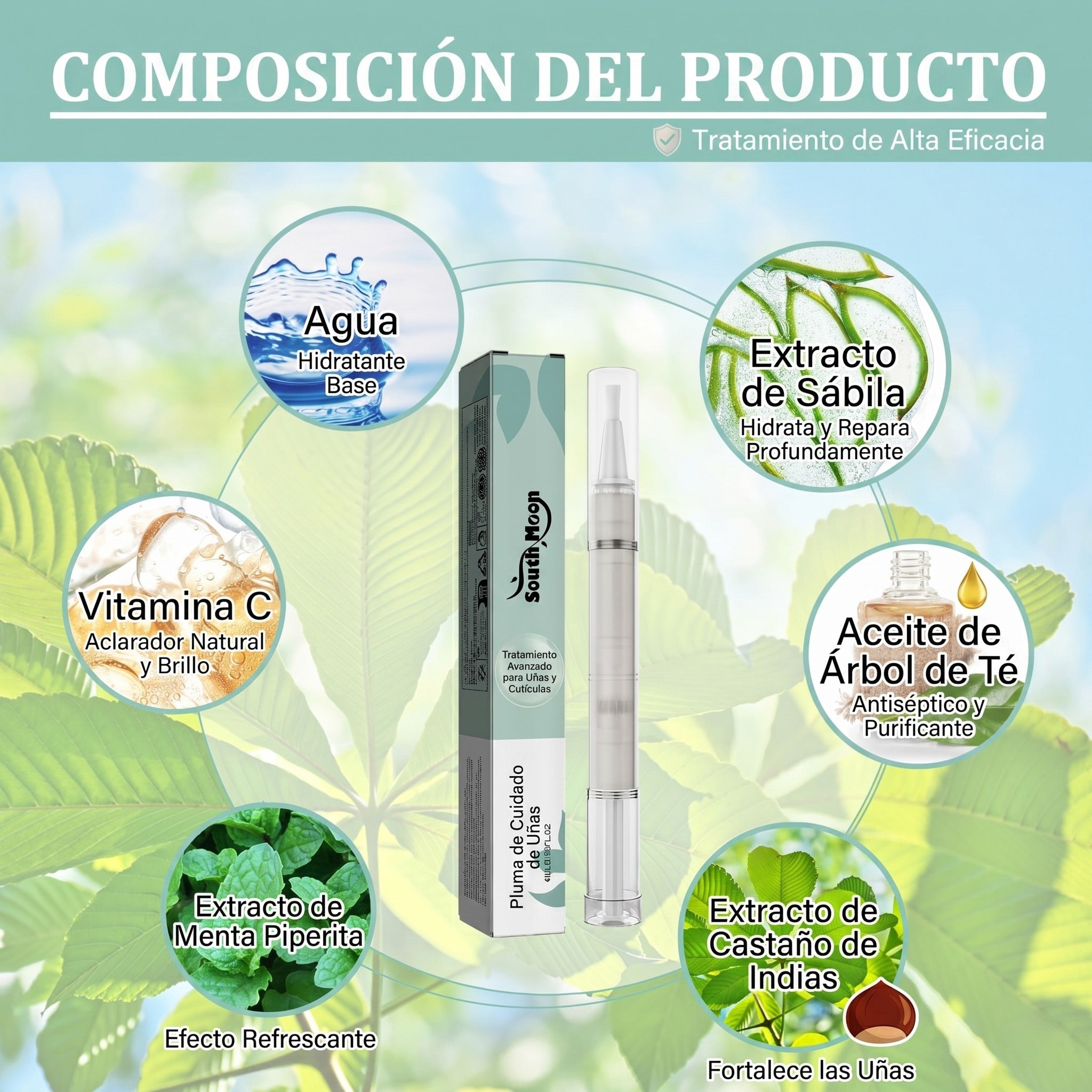 Pluma de Cuidado de Uñas | Trata Hongos, Repara y Fortalece con Fórmula Médica
