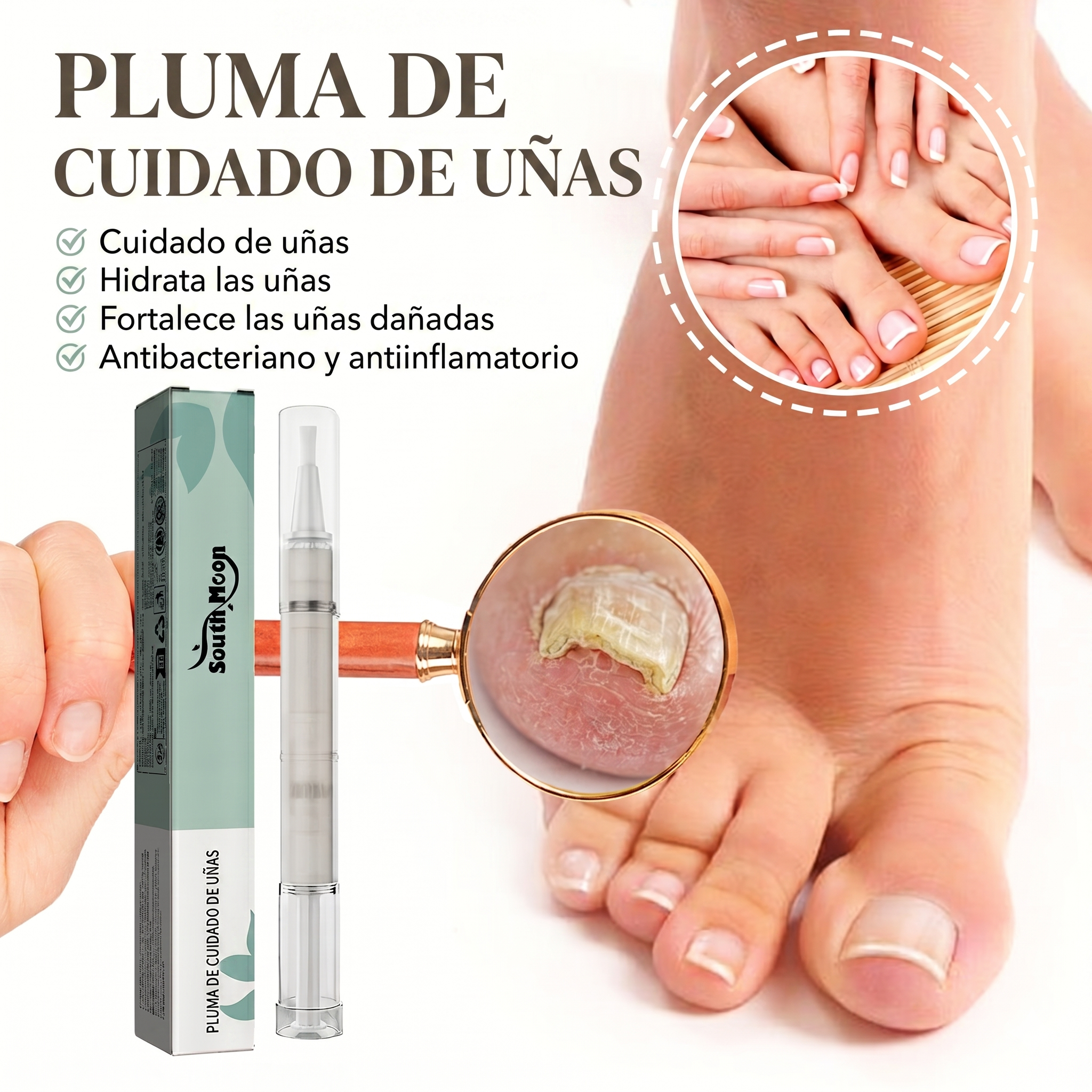 Pluma de Cuidado de Uñas | Trata Hongos, Repara y Fortalece con Fórmula Médica