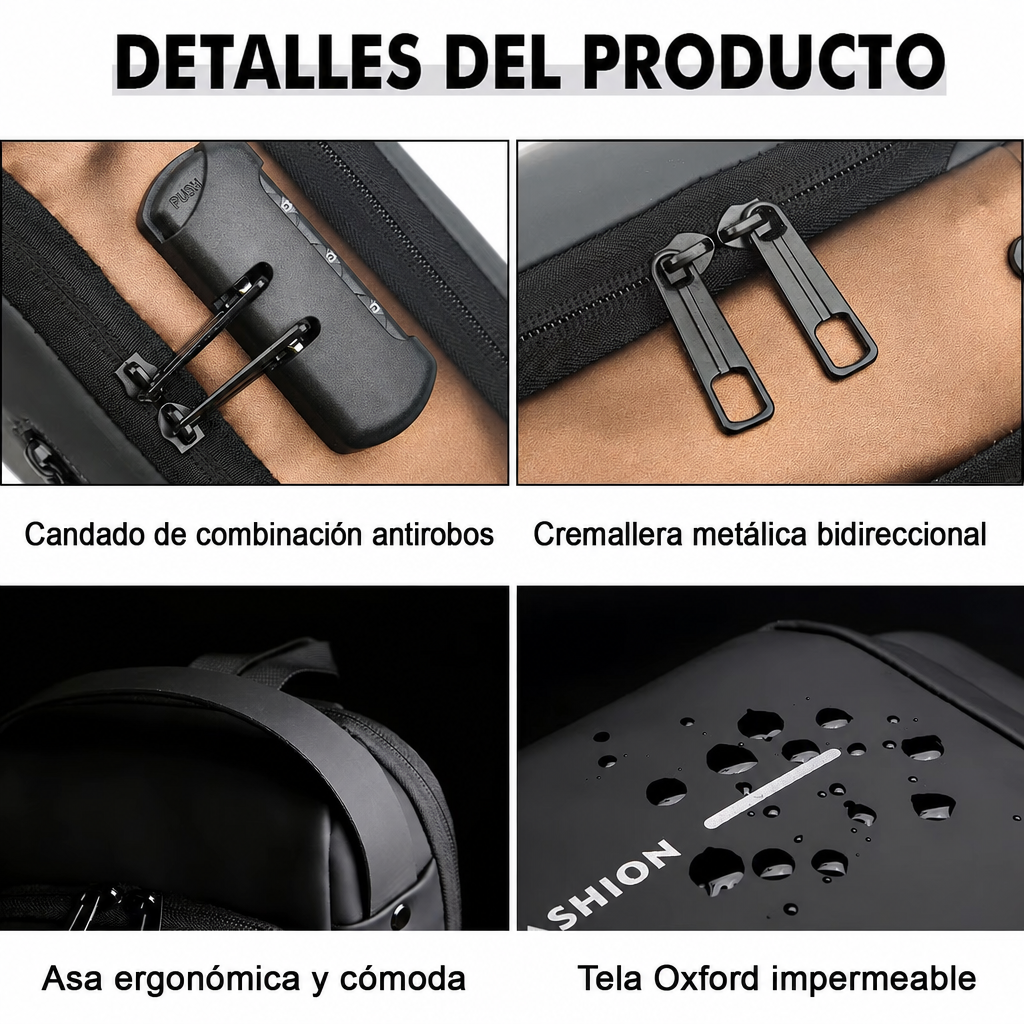 SecureGo® Mochila Antirobos con USB — Seguridad, energía y estilo