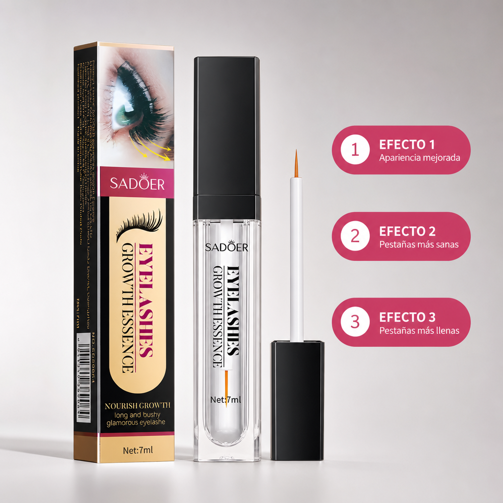 Serum Alargador de Pestañas Sadoer · Nutre, Fortalece y Alarga con Fórmula Natural