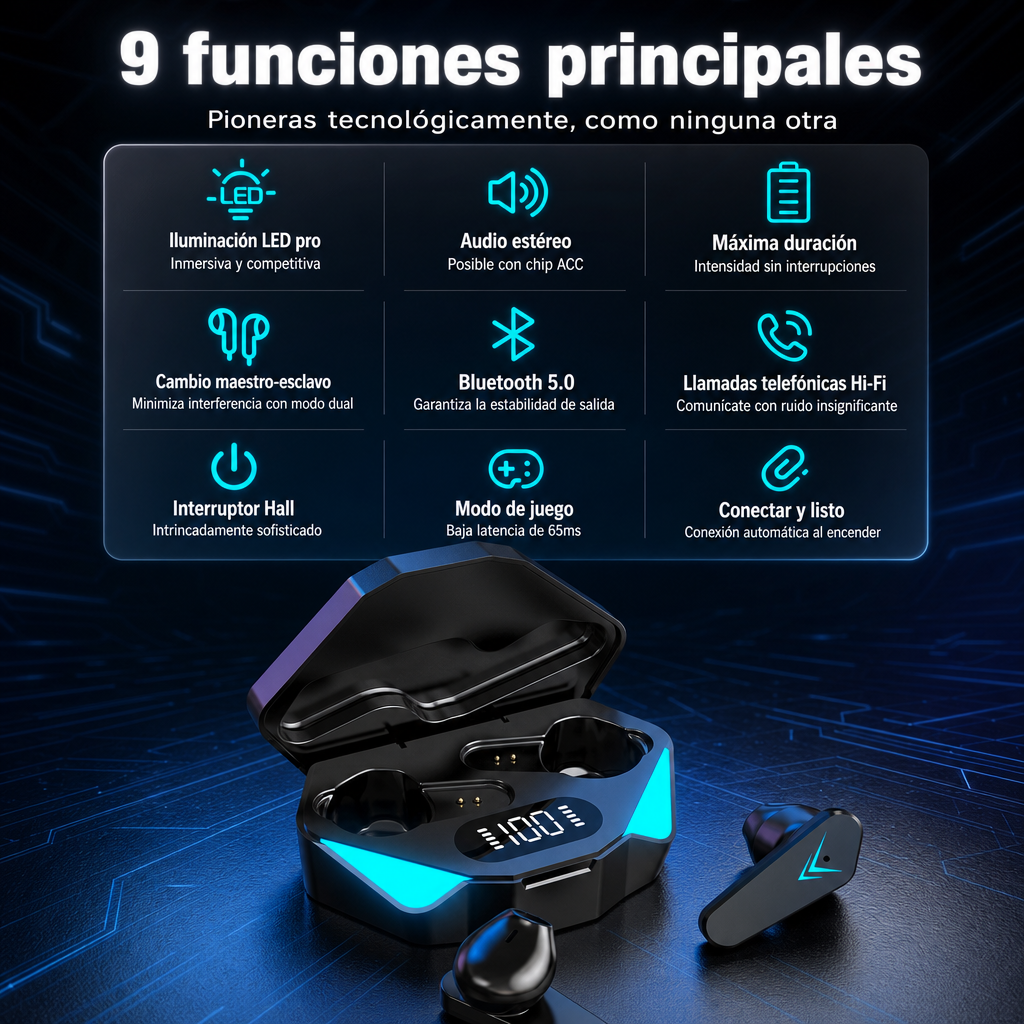 🎧 Auriculares AX7 Pro | Sonido Inmersivo · Bluetooth 5.0 · 6 horas · Inalámbricos · Para Todo tu Día