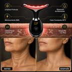 ✨ Masajeador Facial y de Cuello · Reafirma · Tonifica · Hidrata · 7 LED + EMS + Calor 45°C