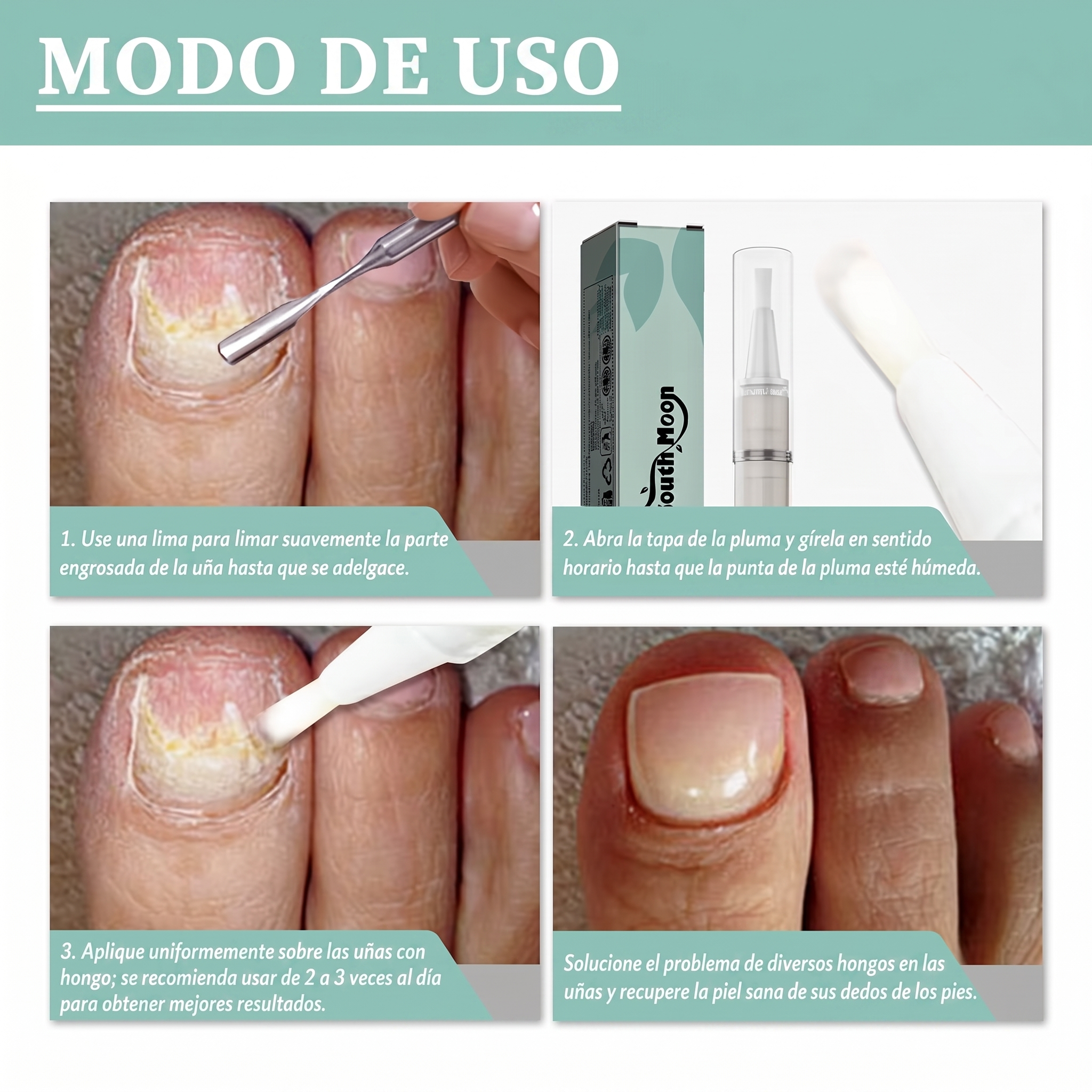 Pluma de Cuidado de Uñas | Trata Hongos, Repara y Fortalece con Fórmula Médica